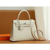 Hermes Kelly 25cm Bag craie in epsom leather With gold Hardware (full handmade)