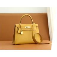 Hermes Kelly 25cm Bag jaune ambre in mysore leather With gold Hardware (full handmade)
