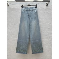 CHANEL Washed Denim Embroidered With Sequins Blue jeans P79095 2025