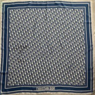 Dior oblique diortwin silk square Scarf navy blue 2022