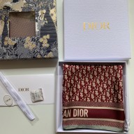 Dior Oblique Diortwin Square Scarf Burgundy and Navy Blue 2022