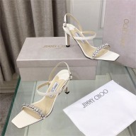 Jimmy Choo Meira 85 embellished suede sandals white 2023
