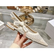 Dior Capture Slingback flat white mesh with crystal  2025