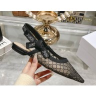 Dior Capture Slingback flat black mesh with crystal  2025