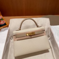 Hermes Mini Kelly II Handbag in original epsom leather craie/gray