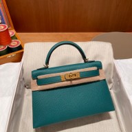 Hermes Mini Kelly II Handbag malachite original epsom leather