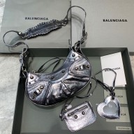 Balenciaga WOMEN'S LE CAGOLE XS SHOULDER BAG IN SILVER
