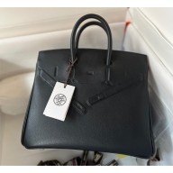 hermes birkin shadow 25/30 bag black in swift leather(handmade)