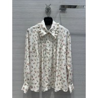 LOUIS VUITTON Floral Print Ruffle Collar Shirt 2024