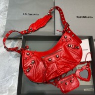 Balenciaga WOMEN'S LE CAGOLE SMALL SHOULDER BAG IN RED