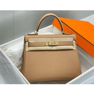 Hermes kelly 25/28 Bag In togo Leather with Gold/Silver Hardware chai