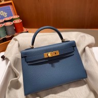 Hermes Mini Kelly II Handbag deep blue original epsom leather