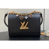 Louis vuitton Twist MM Black Noir shoulder bag with chain M11723 2024