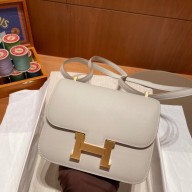 Hermes Constance 18 in original swift Leather gris perle with silver Hardware handmade
