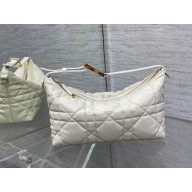 Dior Medium DiorTravel Nomad Pouch bag in Macrocannage Calfskin White/gold