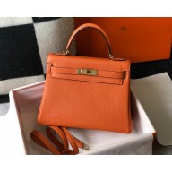 Hermes Kelly 28cm/32cm Bag In clemence Leather With Gold Hardware orange