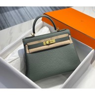 Hermes Kelly 28cm/32cm Bag In clemence Leather With Gold Hardware vert amande