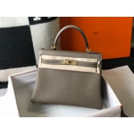Hermes Kelly 28cm/32cm Bag In clemence Leather With Gold Hardware gris tourterelle