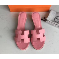 Hermes Heel 5cm Oasis Slipper Sandals in epsom Leather cherry pink