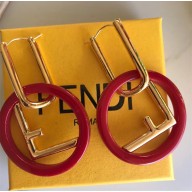 Fendi F Is Fendi Hoop Earrings Red/Gold 2018