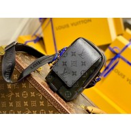 Louis Vuitton Flap Double Phone Pouch in Monogram Eclipse Canvas M81005 Black 2022