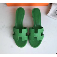 Hermes Heel 5cm Oasis Slipper Sandals in epsom Leather Vert Bengale