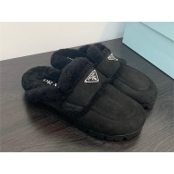 Prada Shearling slippers black 1S711M 2023