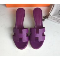 Hermes Heel 5cm Oasis Slipper Sandals in epsom Leather purple