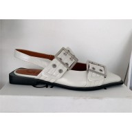Ganni white Leather slingback flats 2025