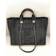 Chanel medium Deauville canvas Tote Bag black 2019