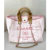 Chanel medium Deauville canvas Tote Bag light pink 2019