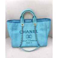 Chanel medium Deauville canvas Tote Bag turquoise 2019