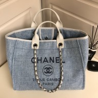 Chanel medium Deauville canvas Tote Bag denim blue 2019