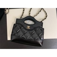 CHANEL Shiny Lambskin & Gold-Tone Metal Clutch with Chain AP3875 BLACK 2024