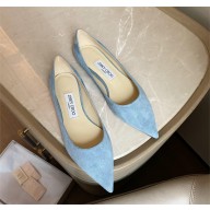 Jimmy Choo Heel 1cm Love Pointy Toe flats suede blue