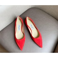 Jimmy Choo Heel 1cm Love Pointy Toe flats suede red
