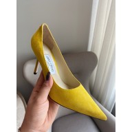 Jimmy Choo Heel 8.5cm Love Pointy Toe Pumps suede yellow
