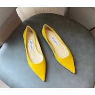 Jimmy Choo Heel 1cm Love Pointy Toe flats suede yellow