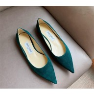 Jimmy Choo Heel 1cm Love Pointy Toe flats suede green