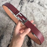 Fendi FF Buckle Belt in Calfskin 30mm Width Burgundy 2018