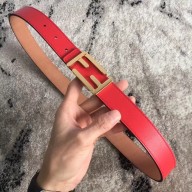 Fendi FF Buckle Belt in Calfskin 30mm Width Red 2018
