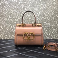 valentino Medium Rockstud Alcove Handbag in Grainy Calfskin nude pink 2021