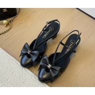 Chanel Lambskin slingbacks with Bow black 1212-2024