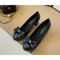 Chanel Lambskin Pumps with Bow black 1212-2024