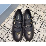 Prada Women's Black leather Ballerina Shoes 2024
