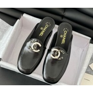 Chanel  Women's calfskin mules with CClogo black  2025