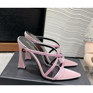 Saint Laurent sandals in satin with crystals pink 2025