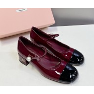 Miu Miu Patent Leather Mary Jane Shoes burgundy 1212-2024