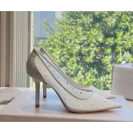 Jimmy choo Love 85 silvery Mesh Pumps with Crystals 2025