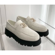 Chanel Calfskin Platform loafers white 1212-2024